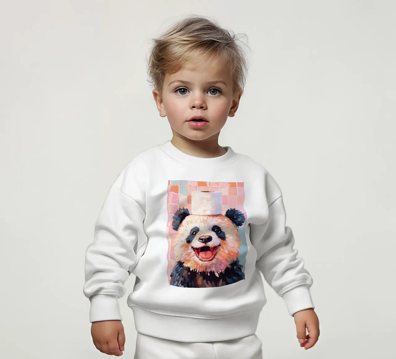 Panda con cappello di carta igienica felpa neonato da JoyWalkerShop