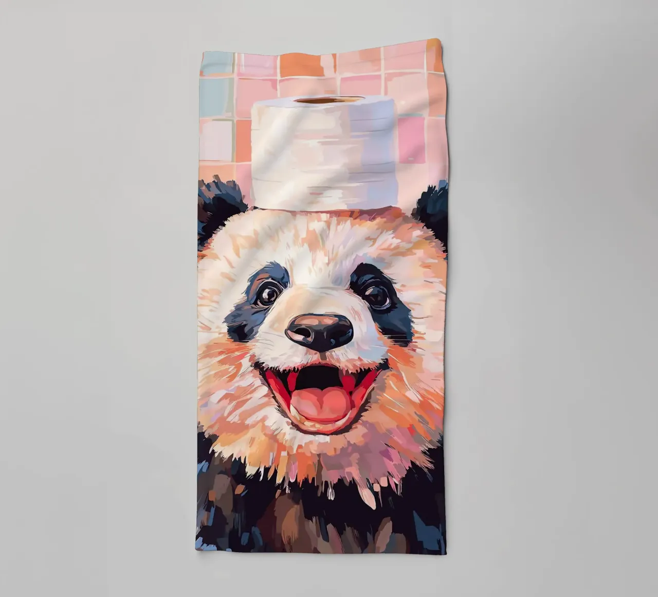 Panda met wc-hoed badhanddoek van JoyWalkerShop