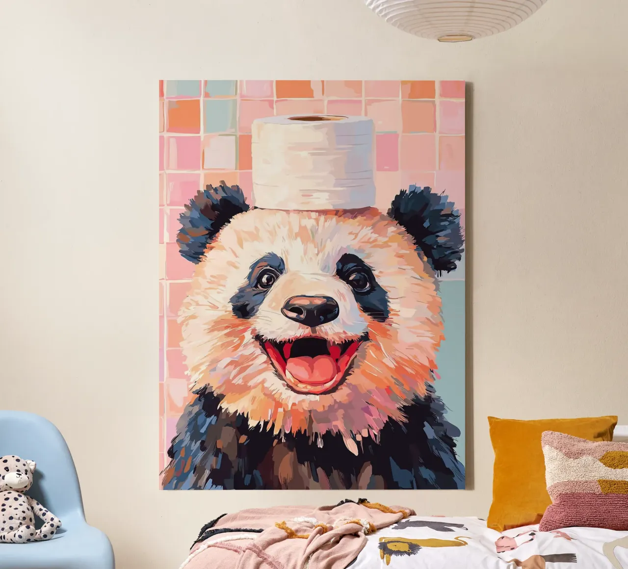 Panda met wc-hoed canvas van JoyWalkerShop