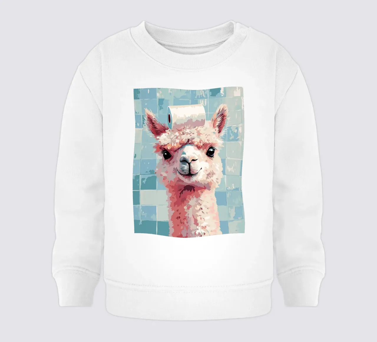 Lama con carta igienica in testa felpa neonato da JoyWalkerShop