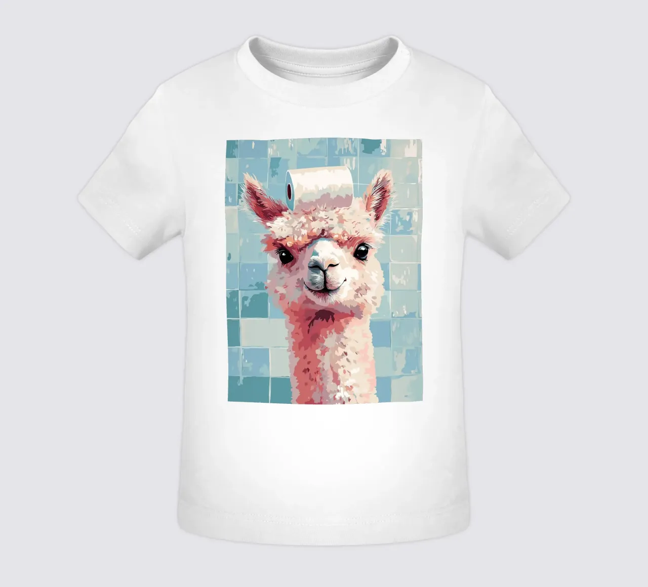Lama con carta igienica in testa maglietta neonato da JoyWalkerShop