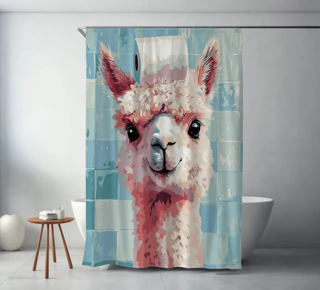 Lama con carta igienica in testa tenda da doccia da JoyWalkerShop