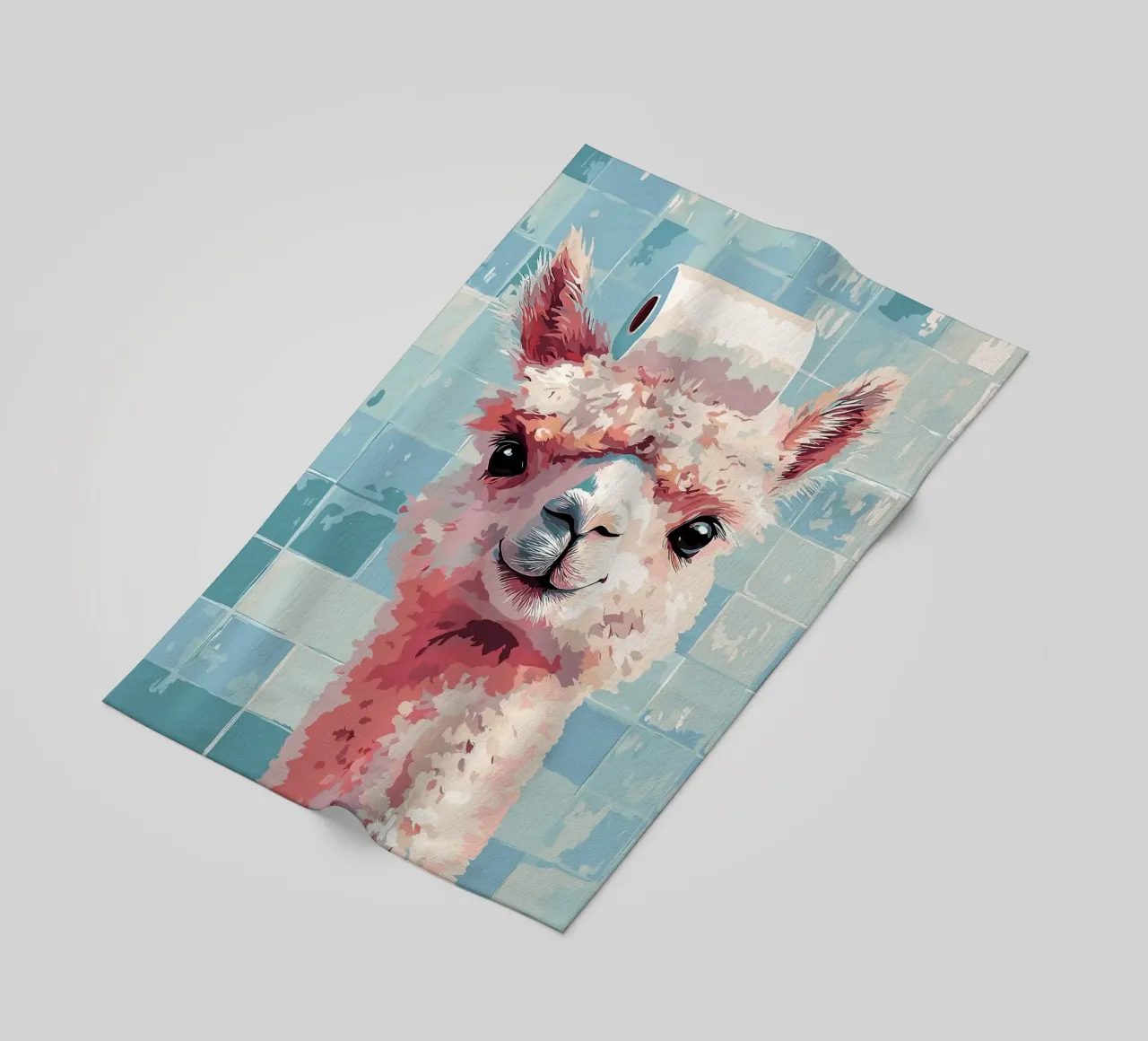 Lama con carta igienica in testa telo mare da JoyWalkerShop
