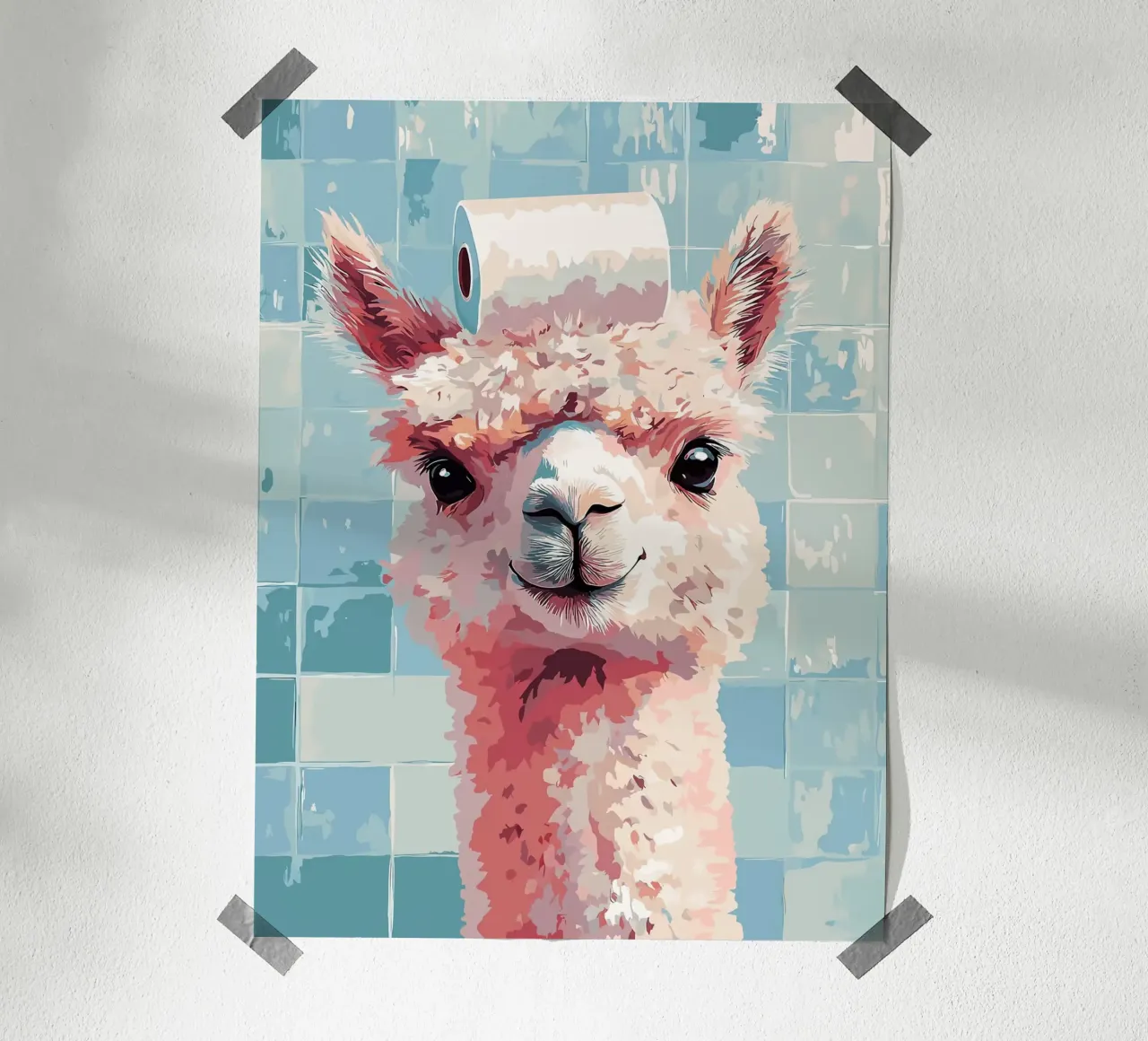 Lama con carta igienica in testa poster da JoyWalkerShop