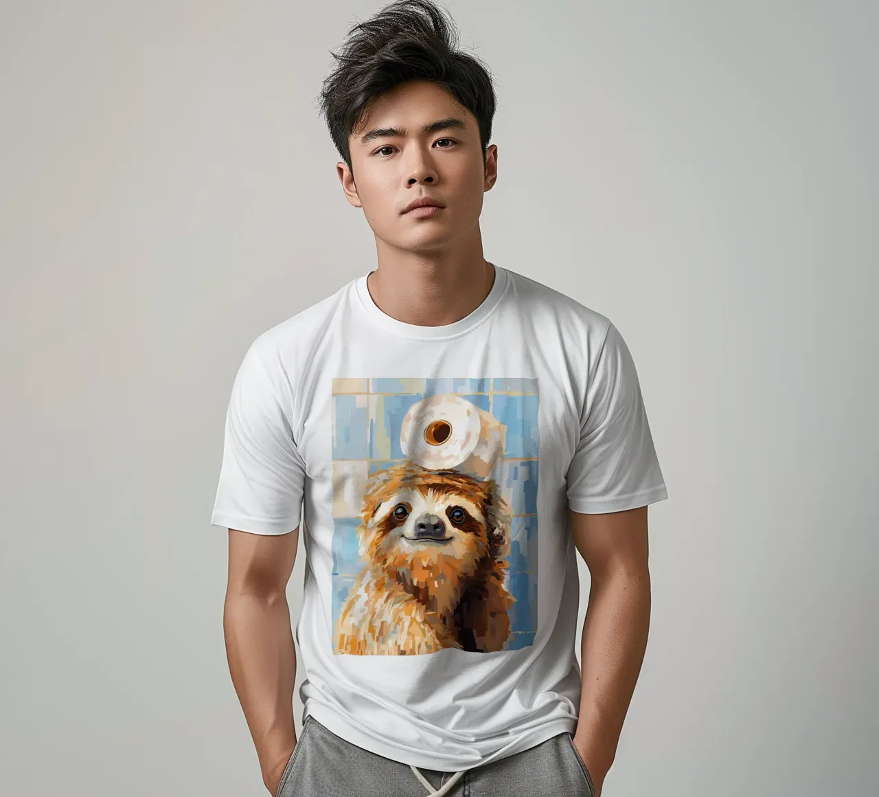 Bradipo con carta igienica in testa t-shirt da JoyWalkerShop