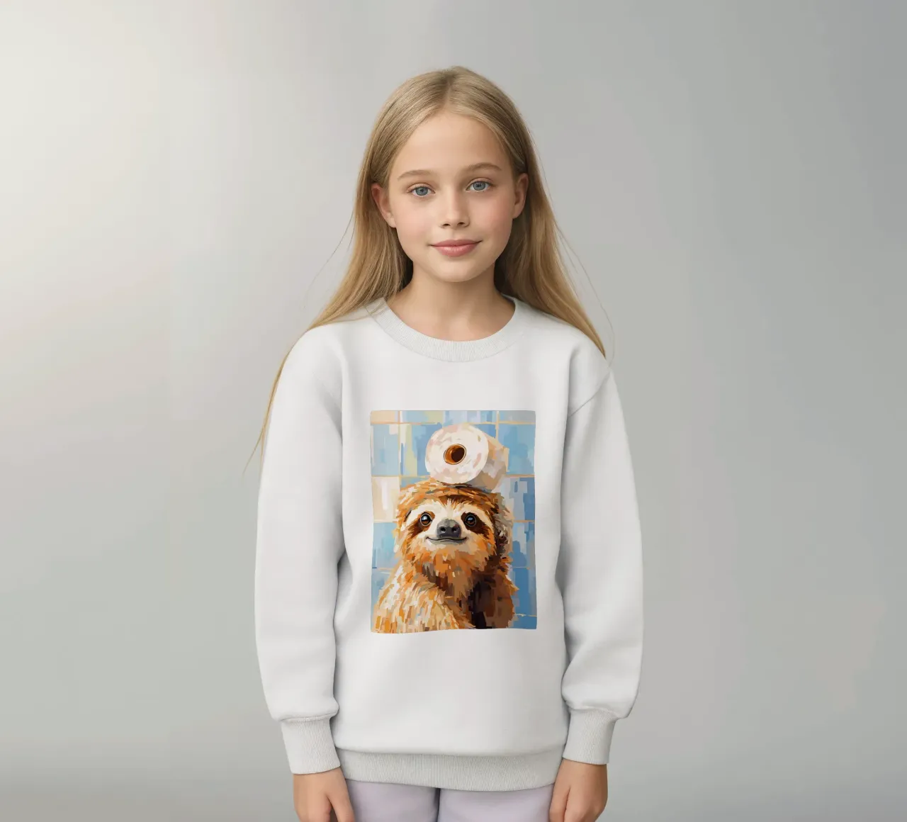 Bradipo con carta igienica in testa felpa bambino da JoyWalkerShop