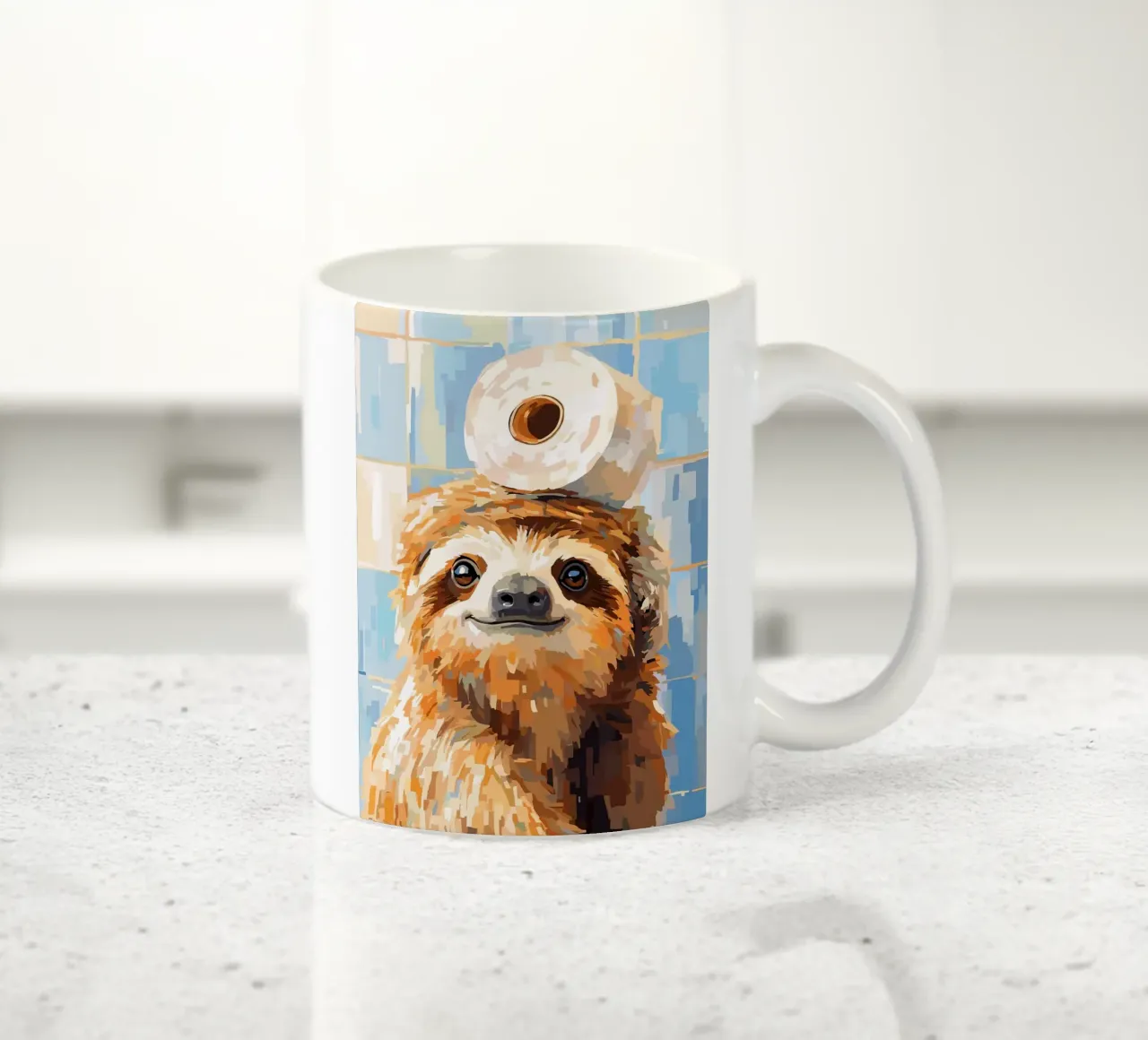 Bradipo con carta igienica in testa tazza in ceramica da JoyWalkerShop