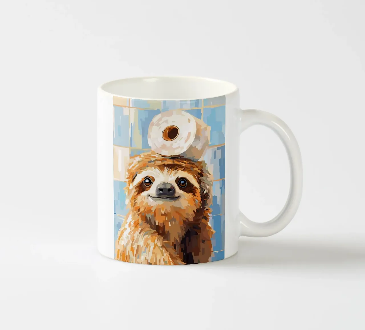 Bradipo con carta igienica in testa tazza in ceramica da JoyWalkerShop