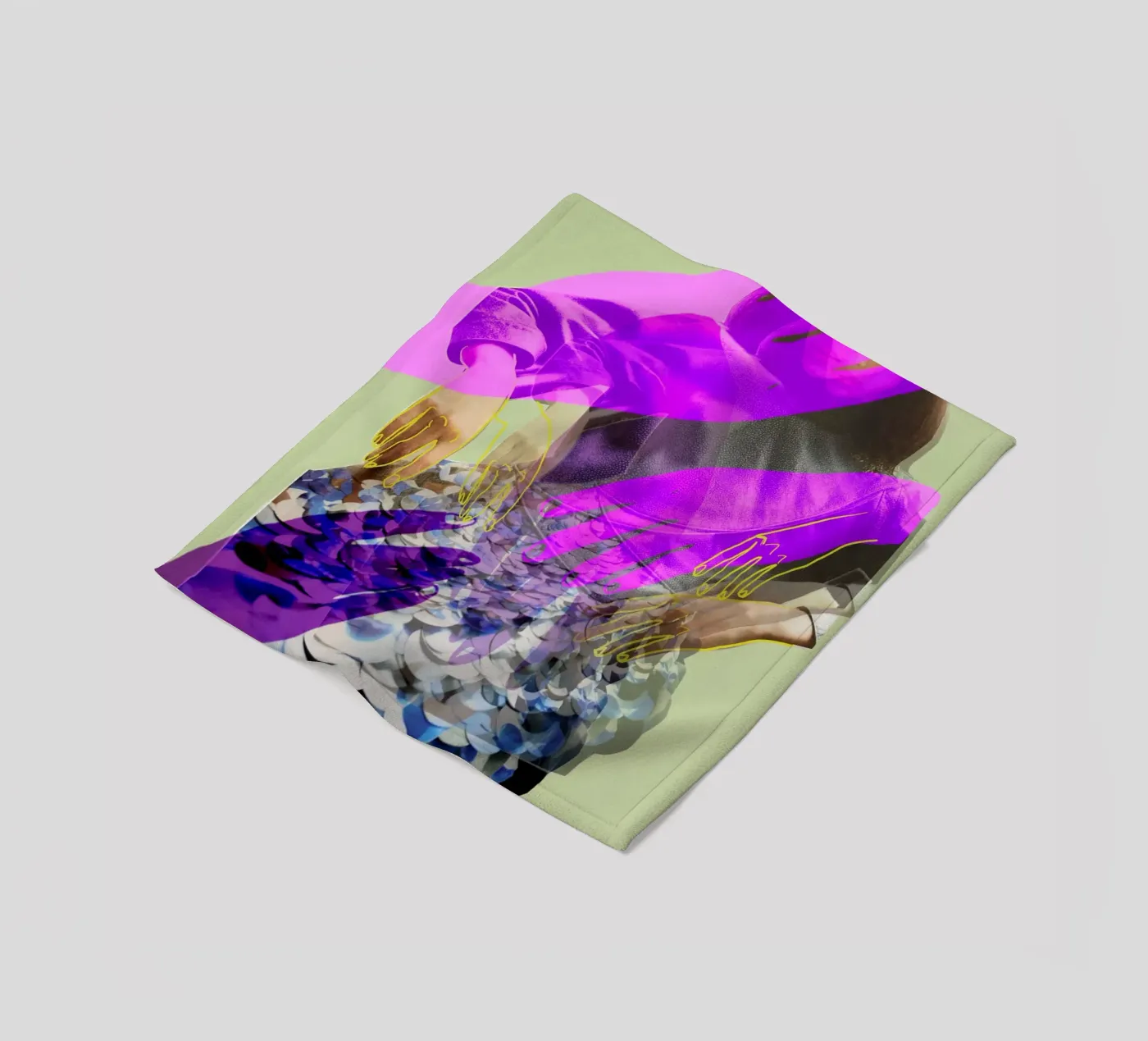 Handen fleecedeken van dekonstruktiv