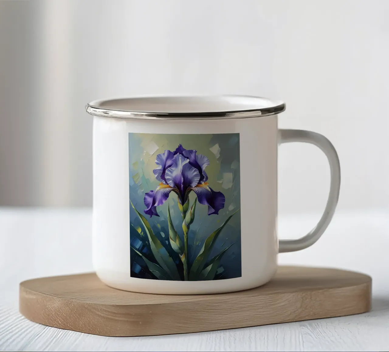 Paarse Iris Elegantie emaille mok van Bloom And Brush