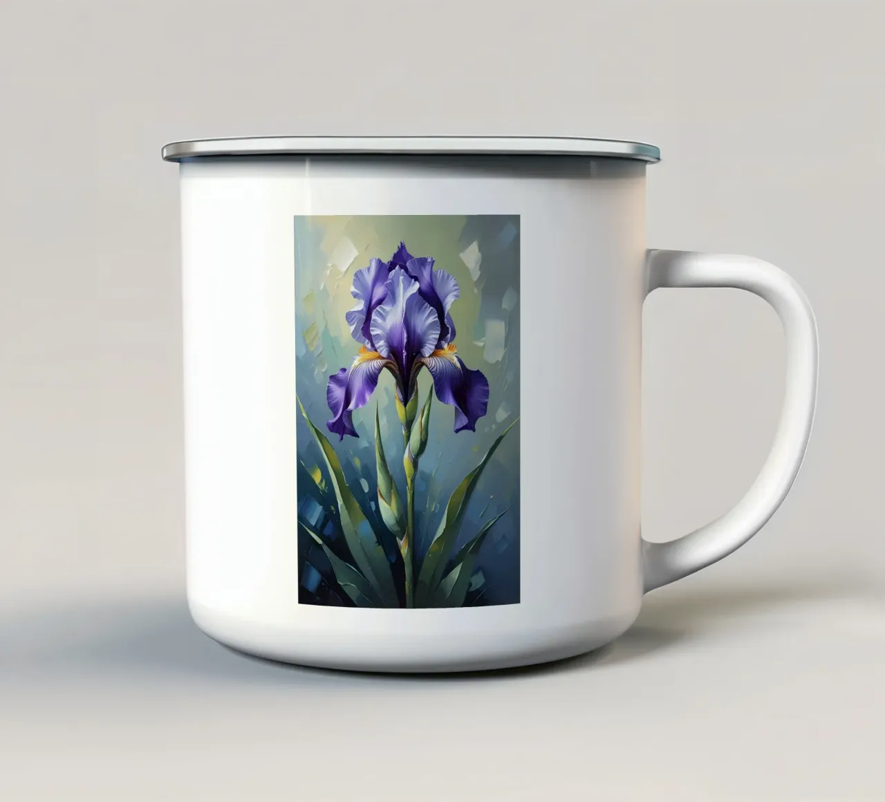 Paarse Iris Elegantie emaille mok van Bloom And Brush