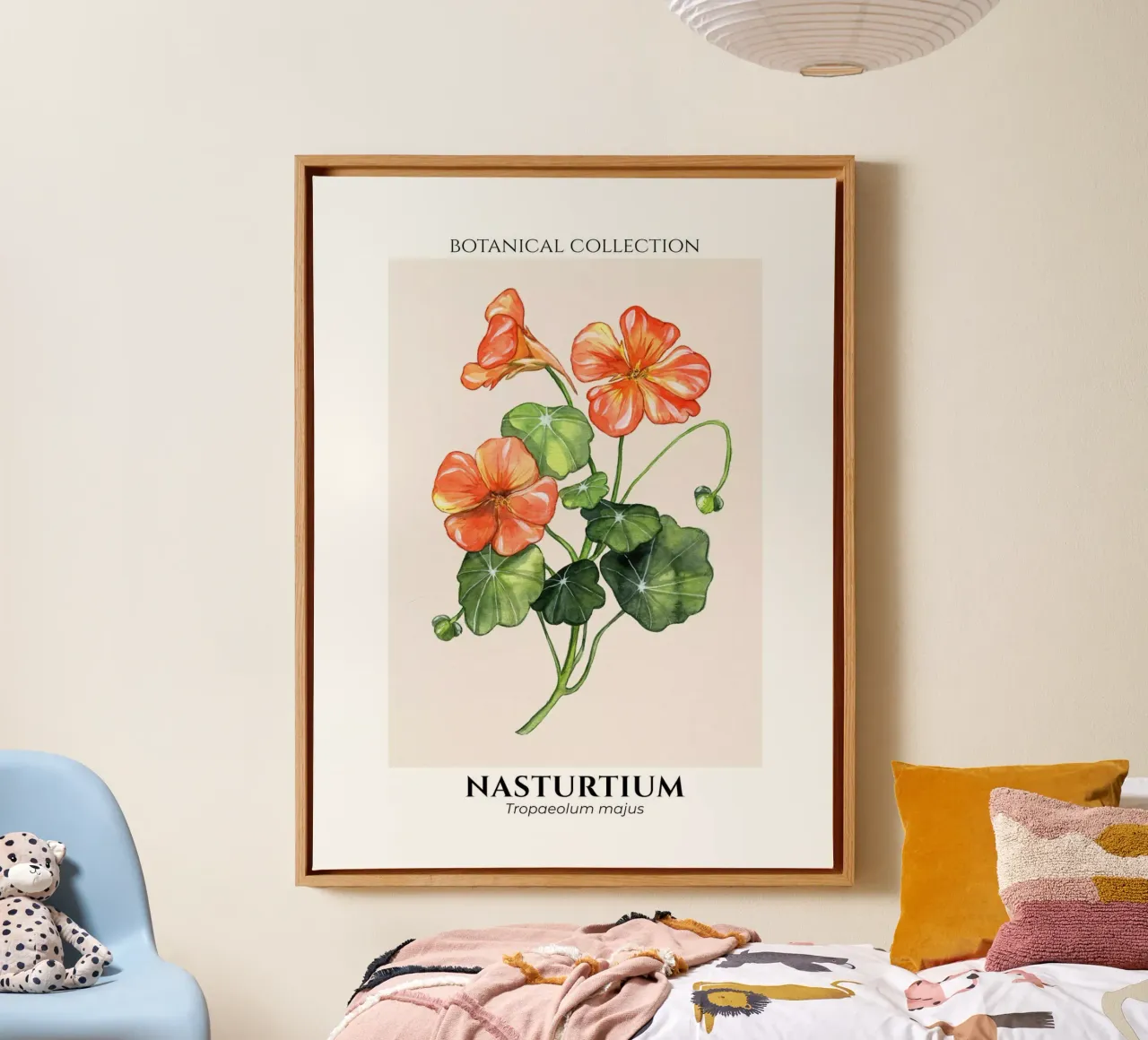 Nasturtium Flower - Botanical Collection in Watercolor tela con Cornice a cassetta da Espinacco Design