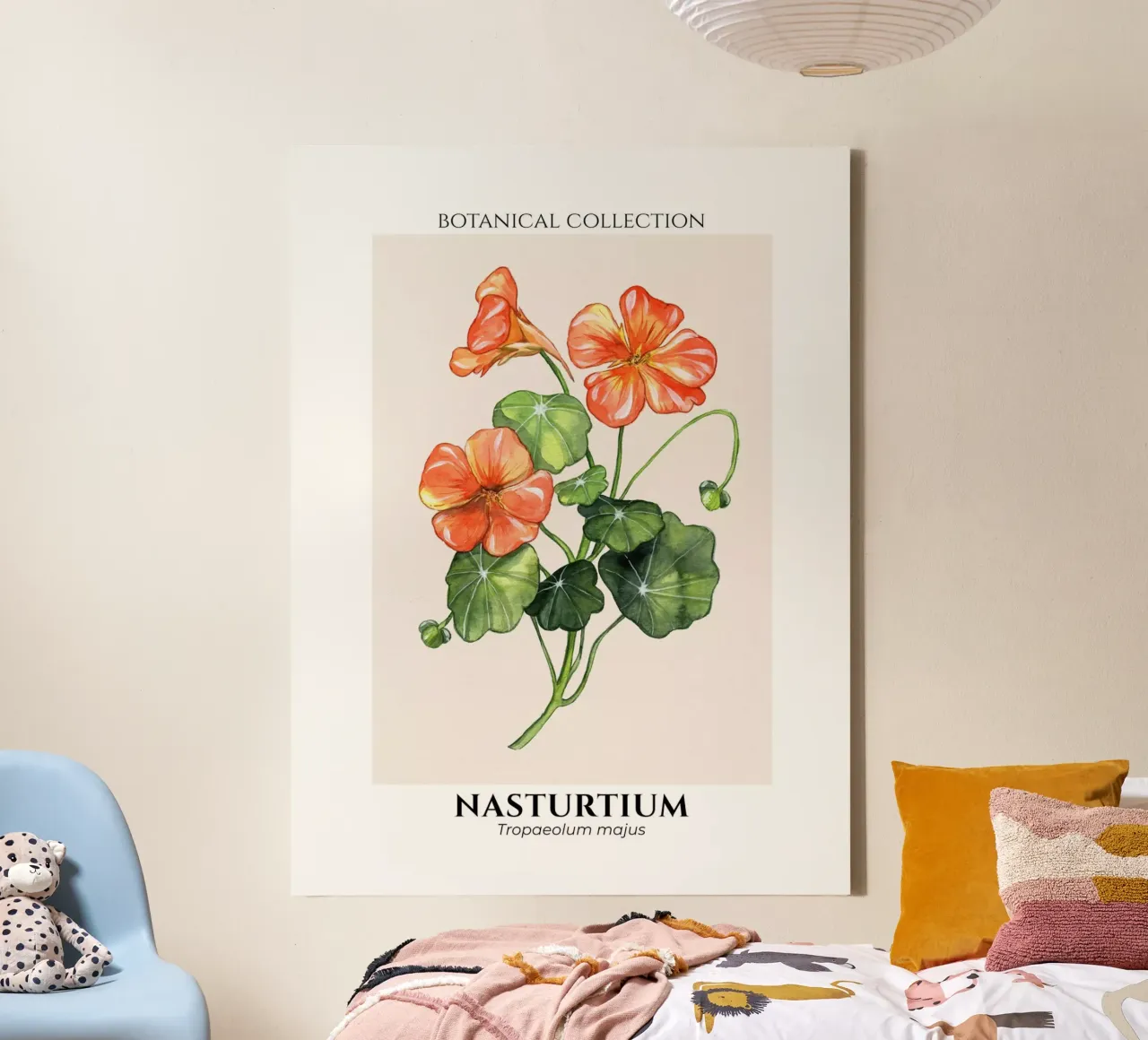 Nasturtium Flower - Botanical Collection in Watercolor tela con Cornice a cassetta da Espinacco Design