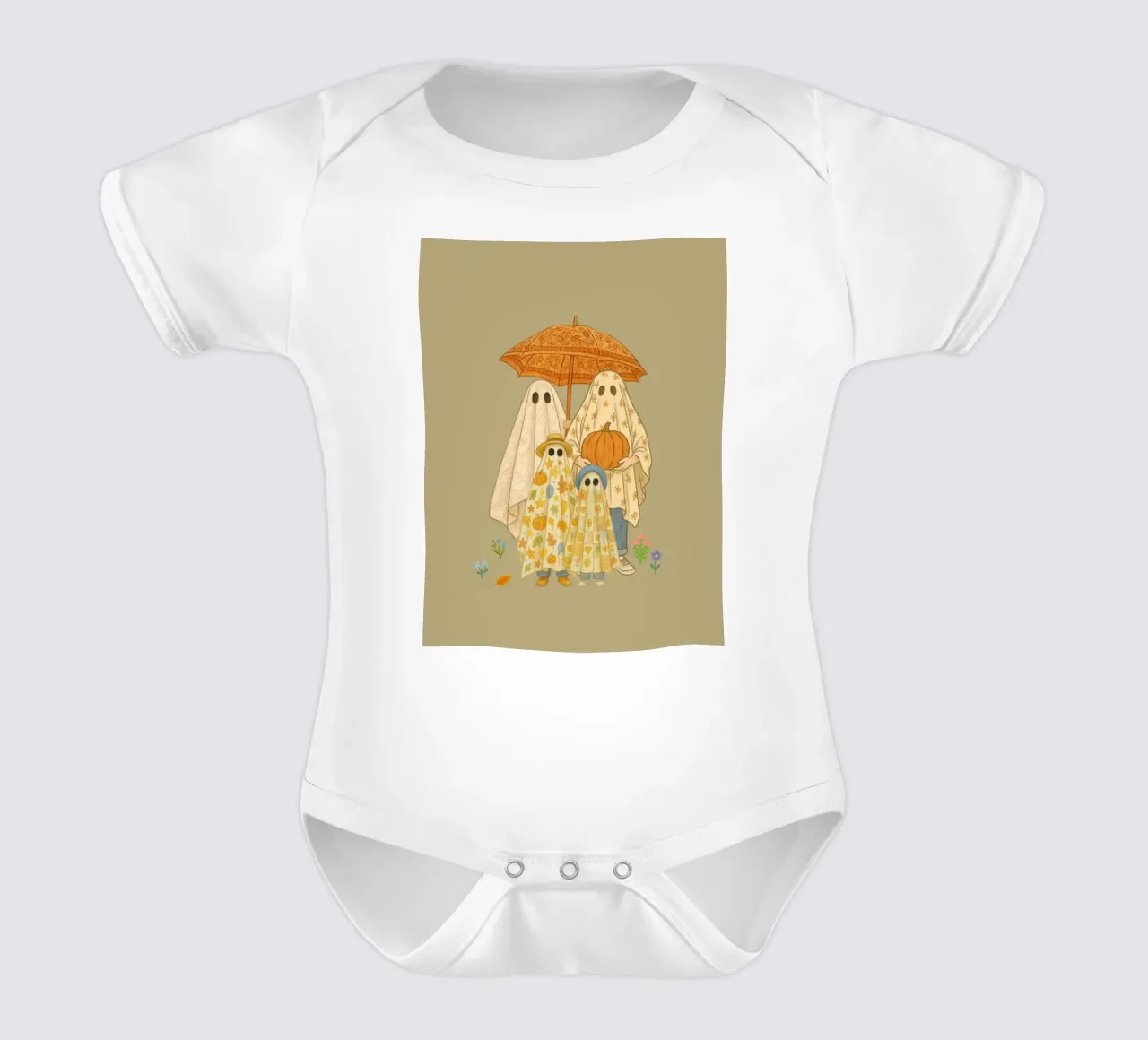 Boho Ghost Family en la excursión body de bebé de Taika Tori Art