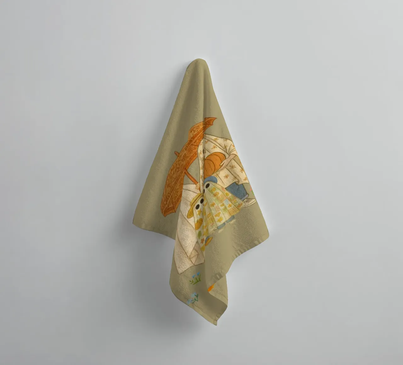 Boho Ghost Family on the outing towel by Taika Tori Art
