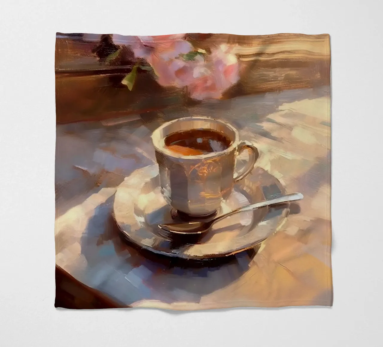 Caffè cucchiaio d'argento rose rosa natura morta colori pastello coperta in pile da Euphoria Theresa