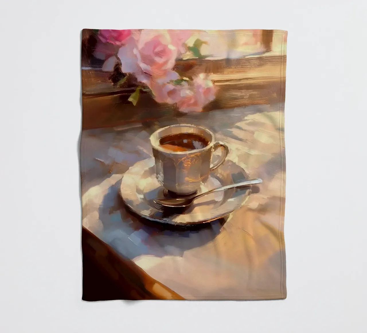 Caffè cucchiaio d'argento rose rosa natura morta colori pastello coperta in pile da Euphoria Theresa