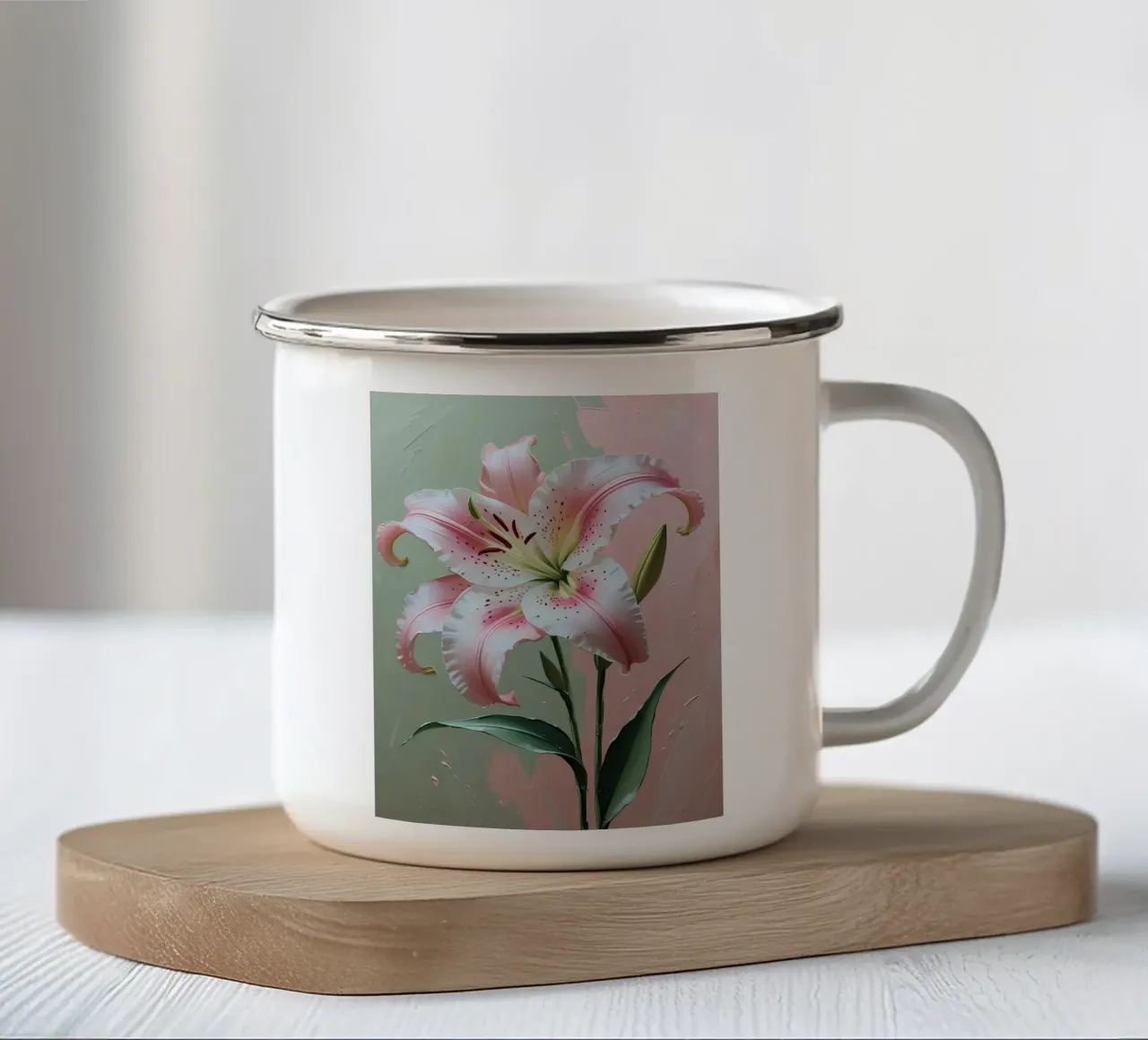 Giglio rosa Stargazer tazza in smalto da Bloom And Brush