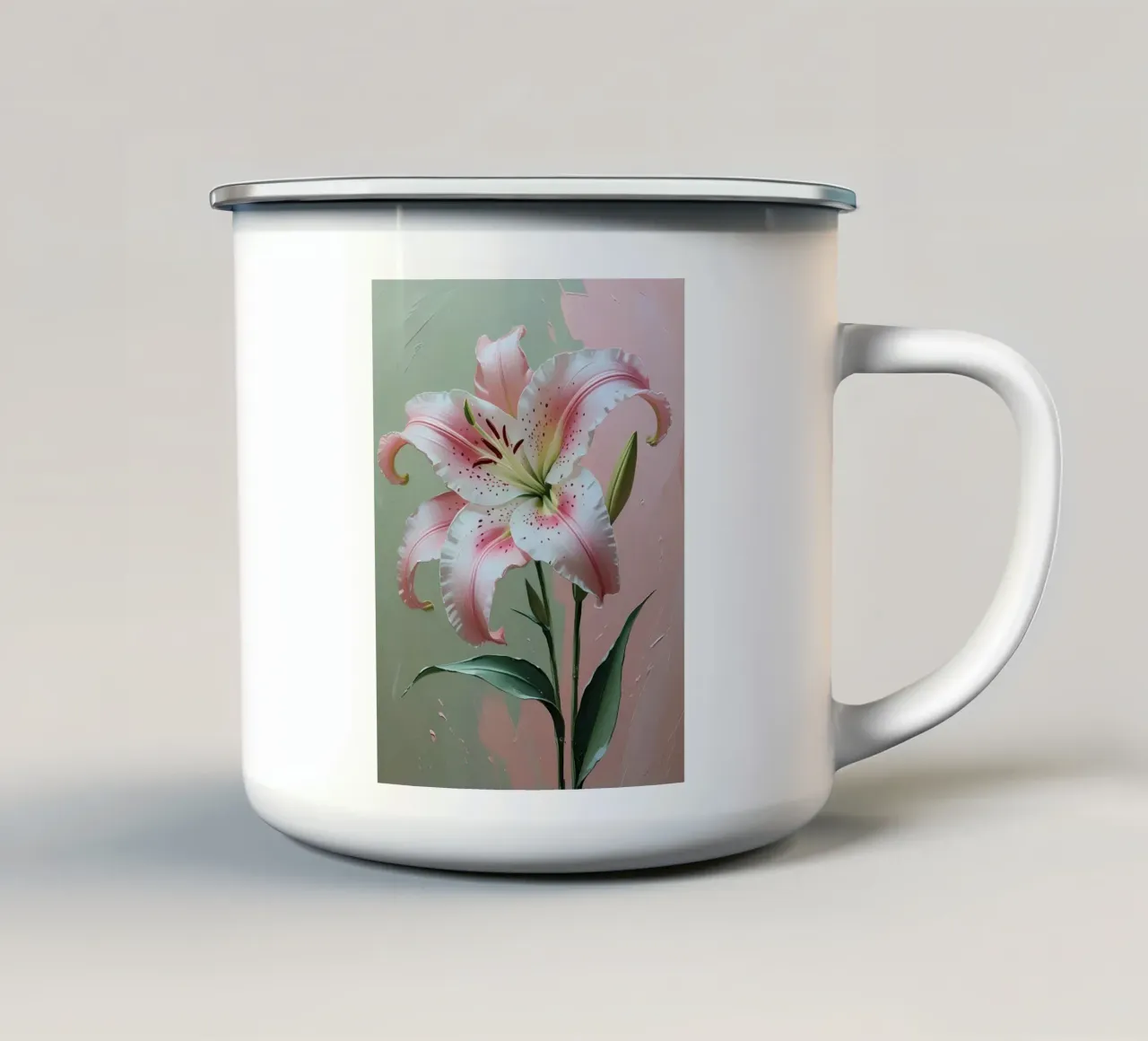 Giglio rosa Stargazer tazza in smalto da Bloom And Brush