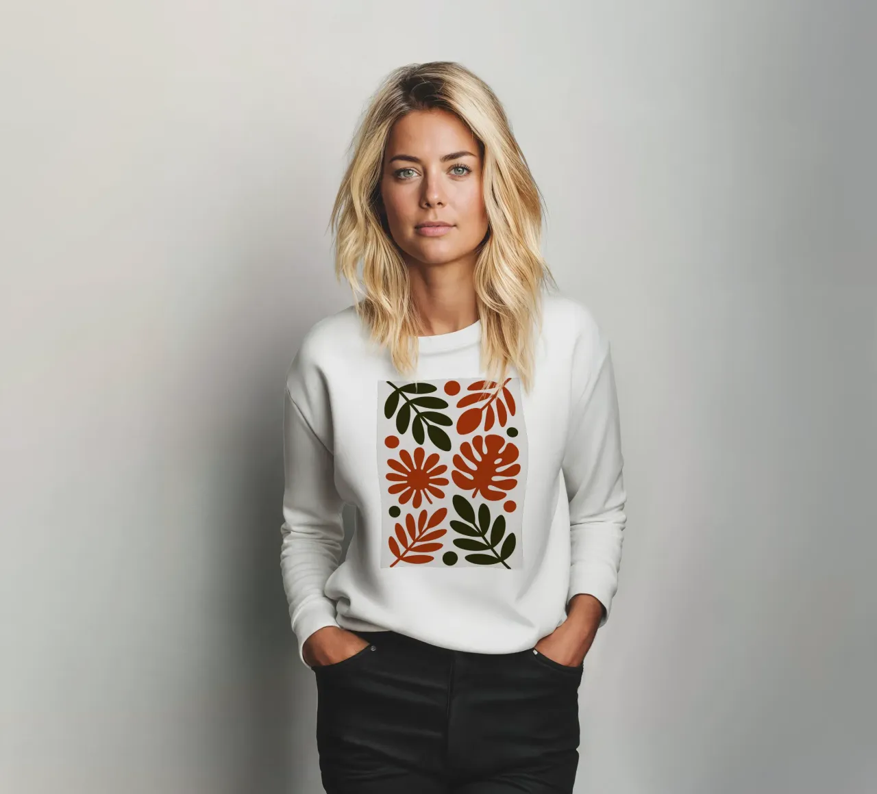 Motif botanique avec feuilles et fleurs sweat de Damion Francis
