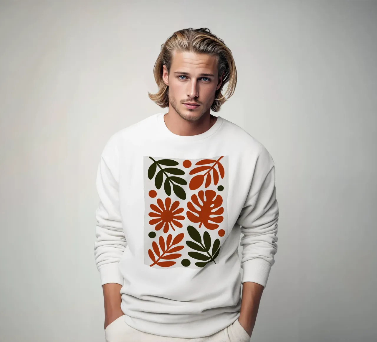 Motif botanique avec feuilles et fleurs sweat de Damion Francis