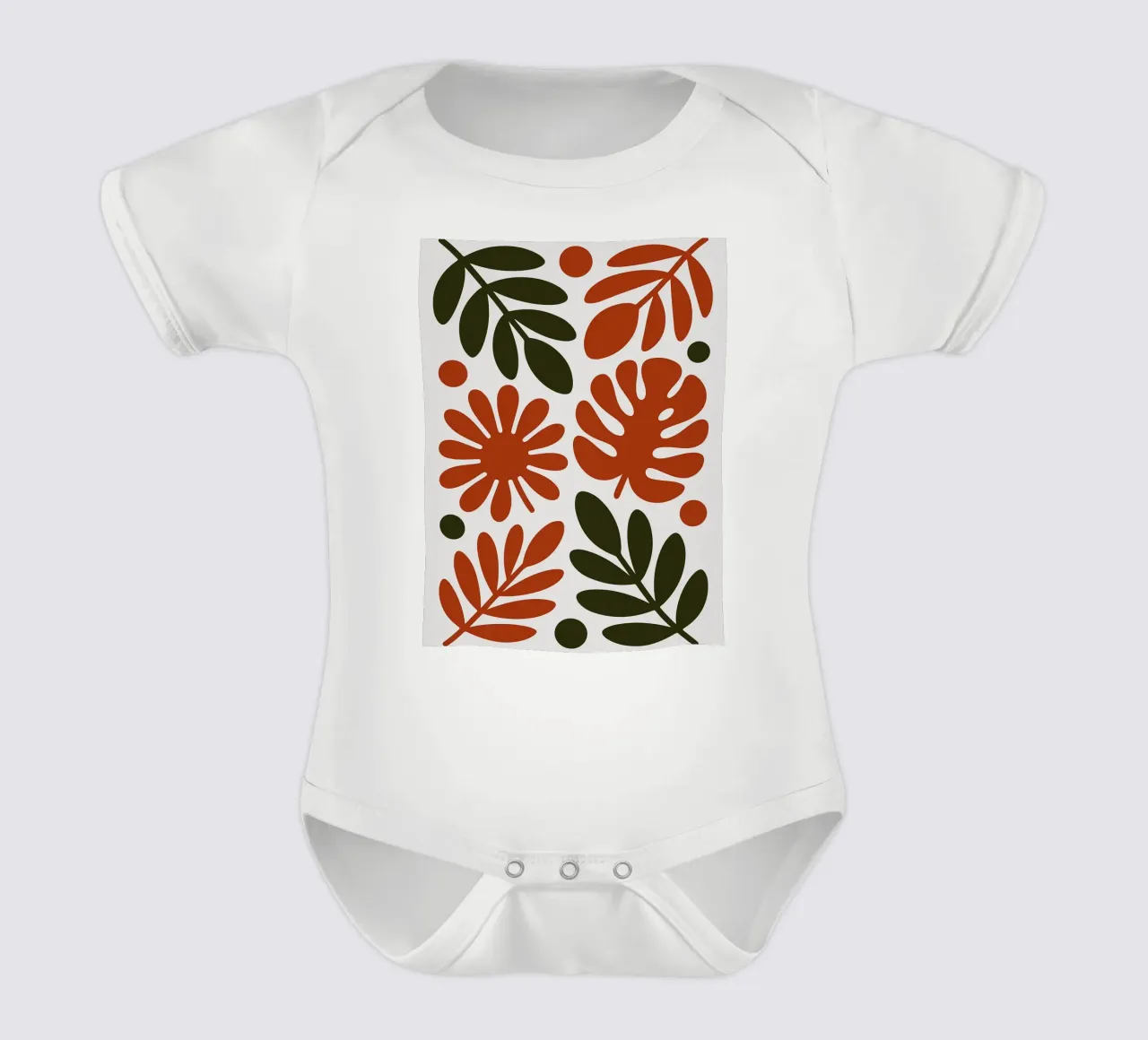 Motivo botanico con foglie e fiori body neonato maniche corte da Damion Francis