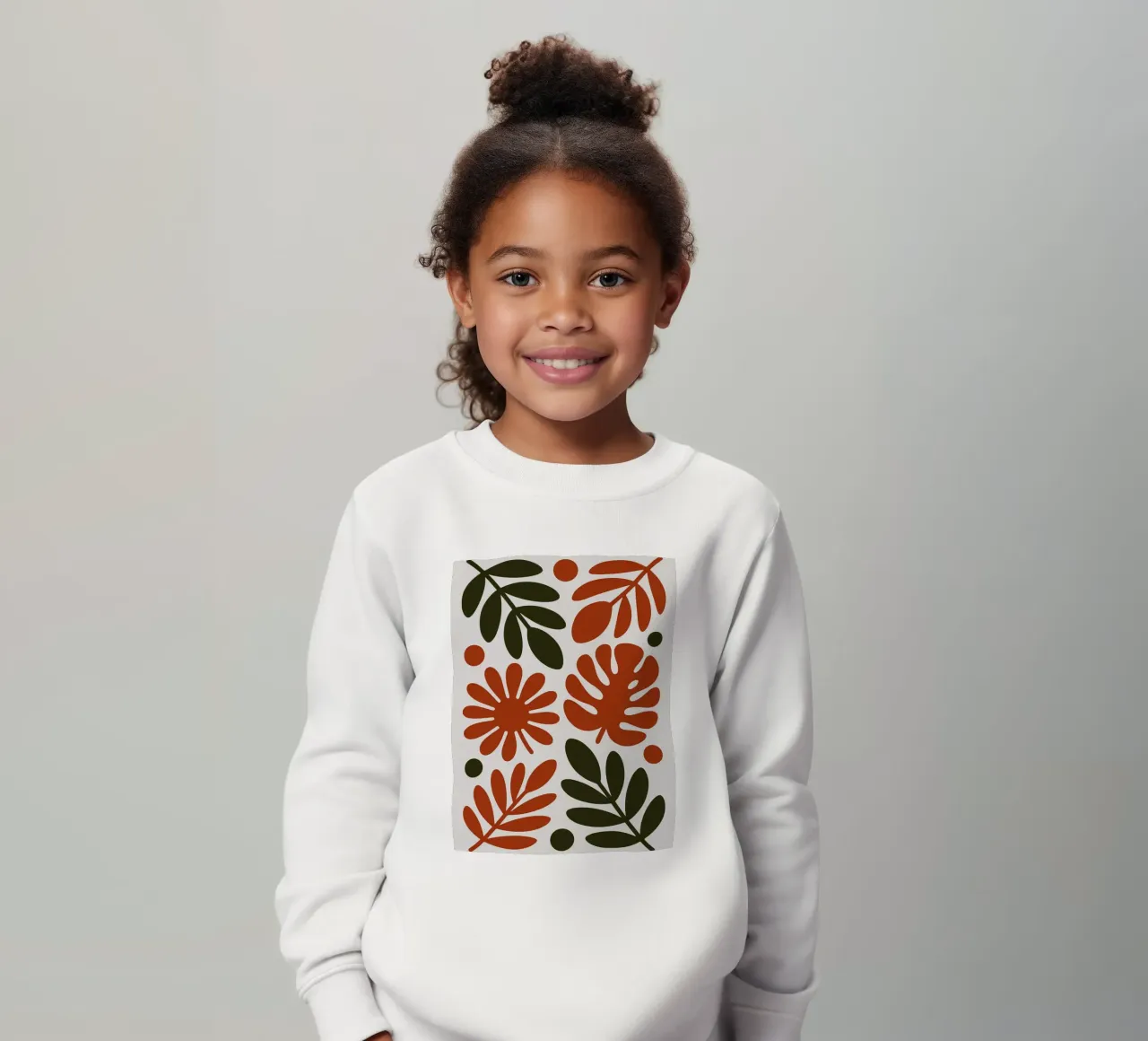 Patrón botánico con hojas y flores sudadera para niño de Damion Francis
