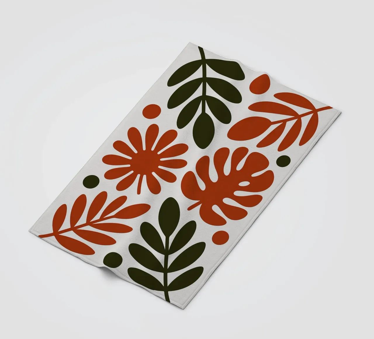 Motivo botanico con foglie e fiori coperta in pile da Damion Francis