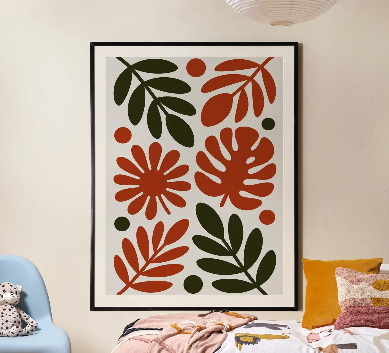 Motivo botanico con foglie e fiori carta hahnemühle da Damion Francis