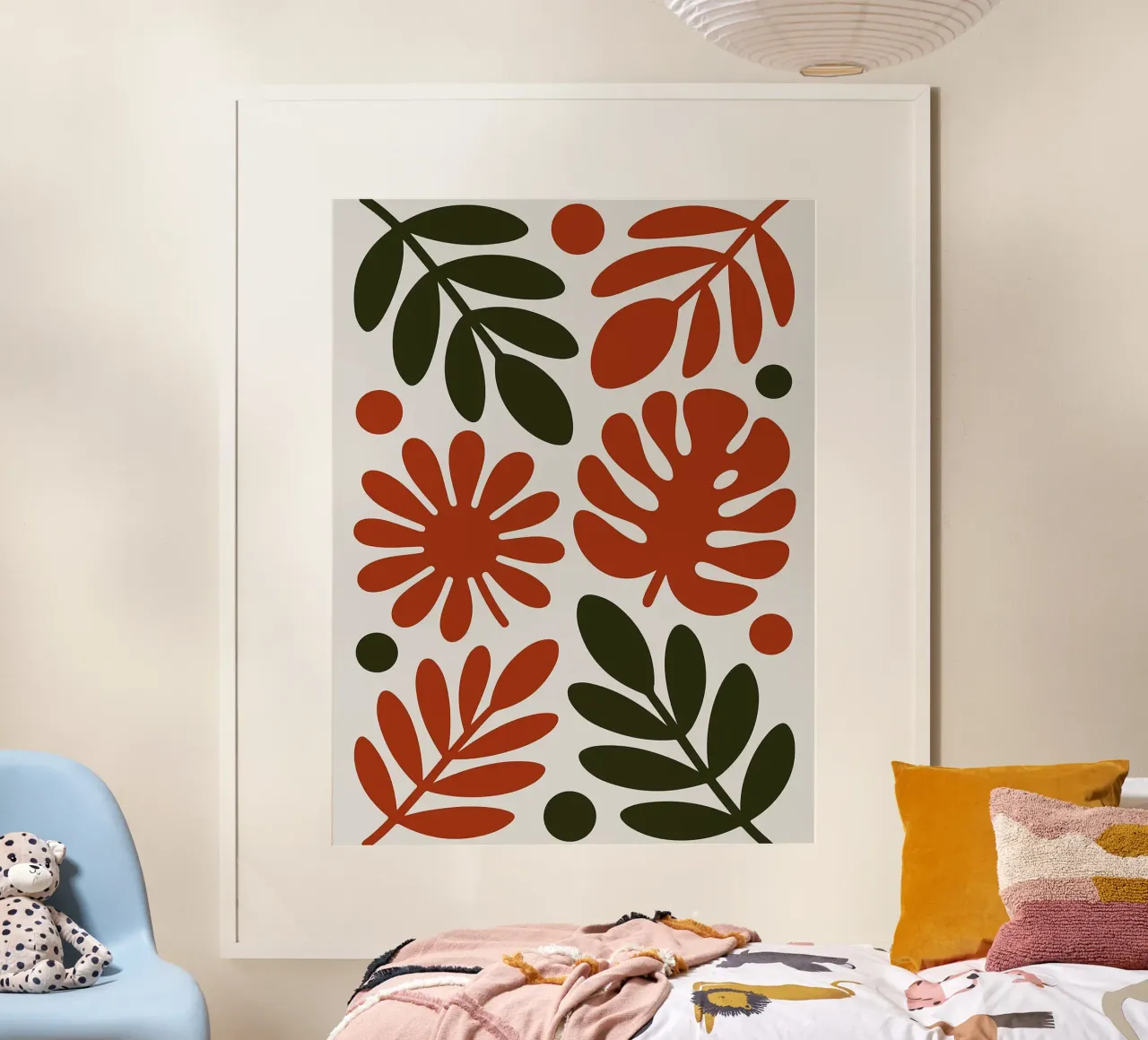 Motivo botanico con foglie e fiori carta hahnemühle da Damion Francis