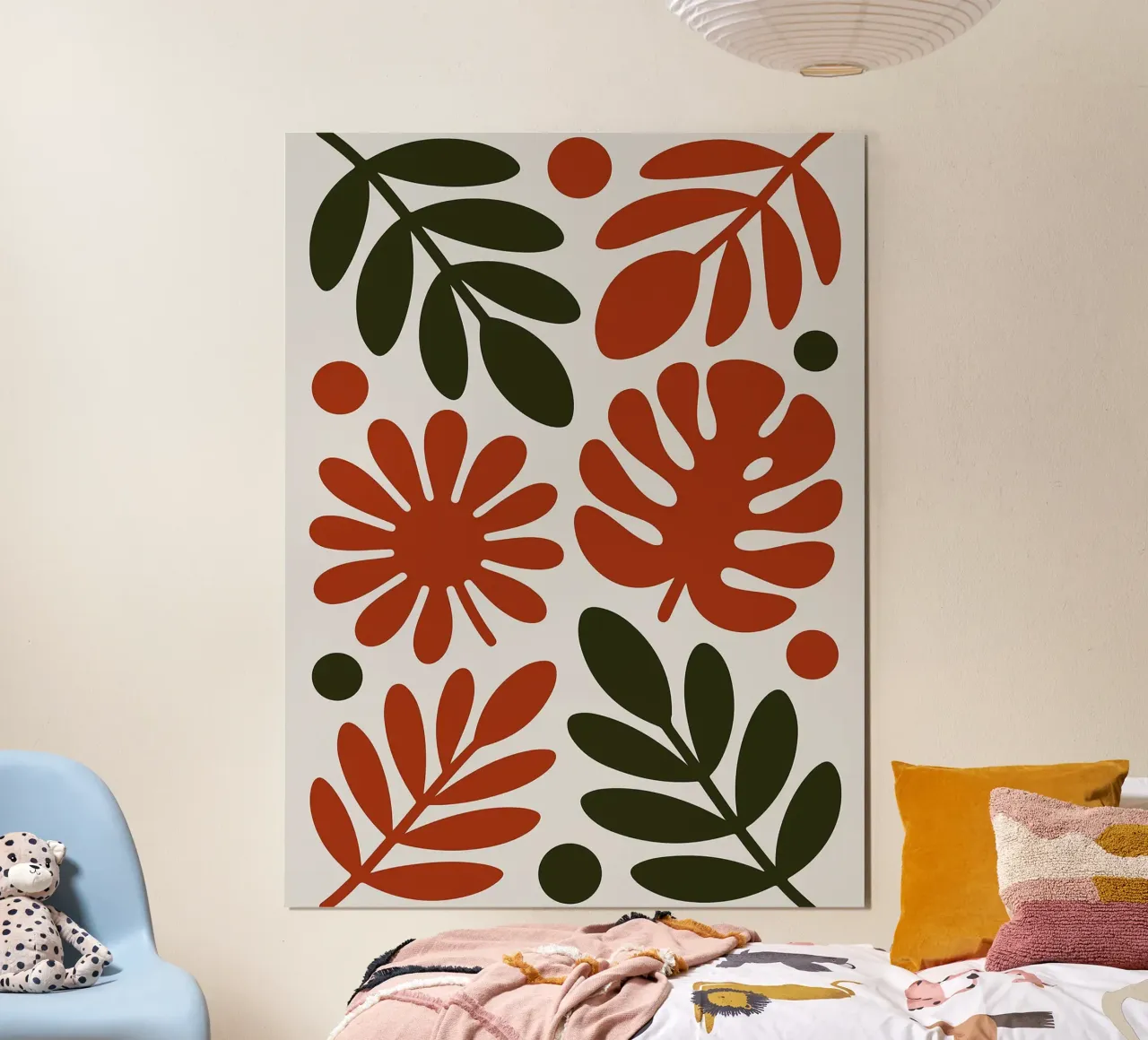 Motivo botanico con foglie e fiori carta hahnemühle da Damion Francis