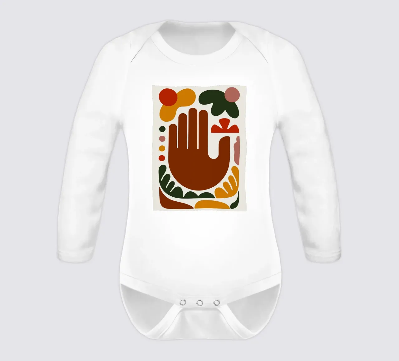 Mano astratta con forme geometriche body neonato maniche lunghe da Damion Francis