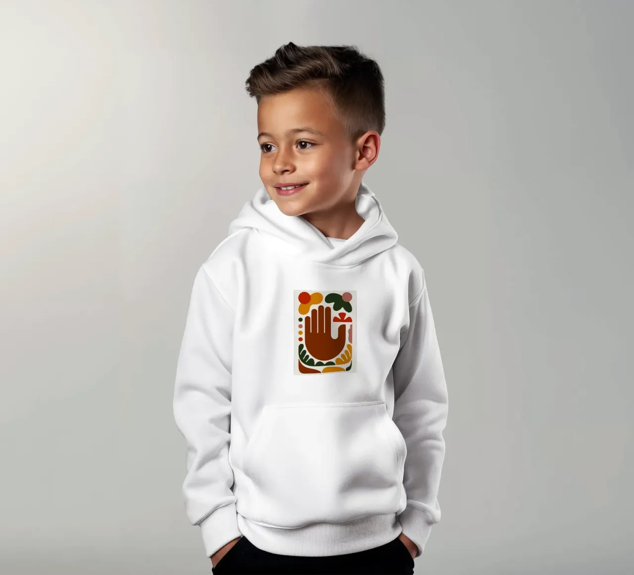 Mano astratta con forme geometriche felpa bambino con cappuccio da Damion Francis