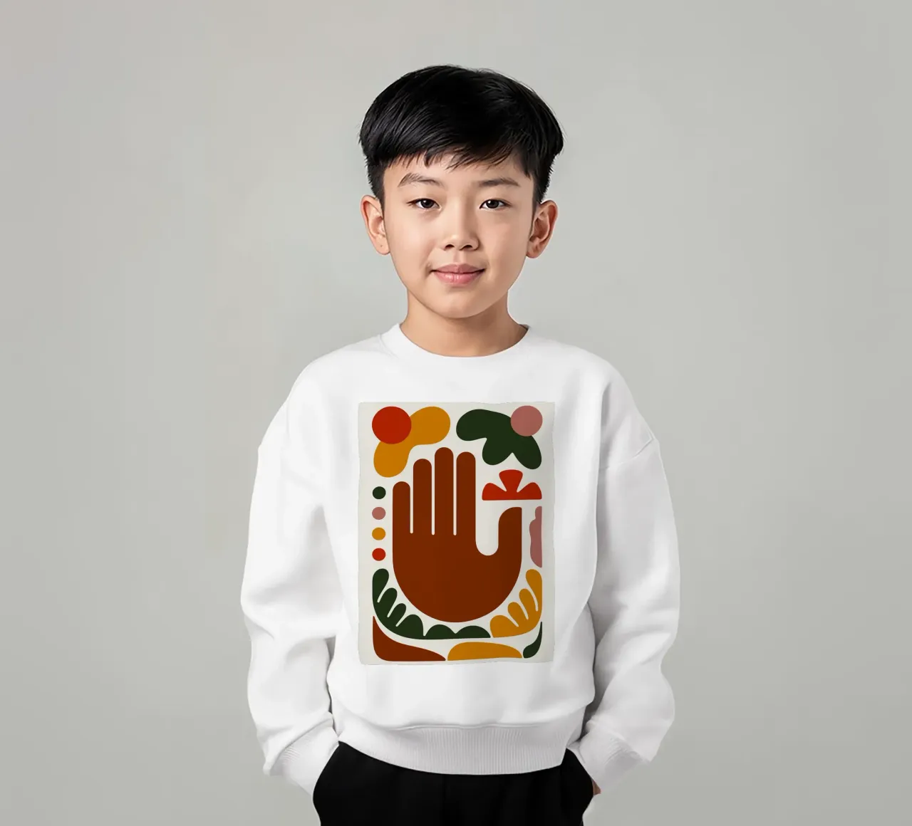 Mano astratta con forme geometriche felpa bambino da Damion Francis