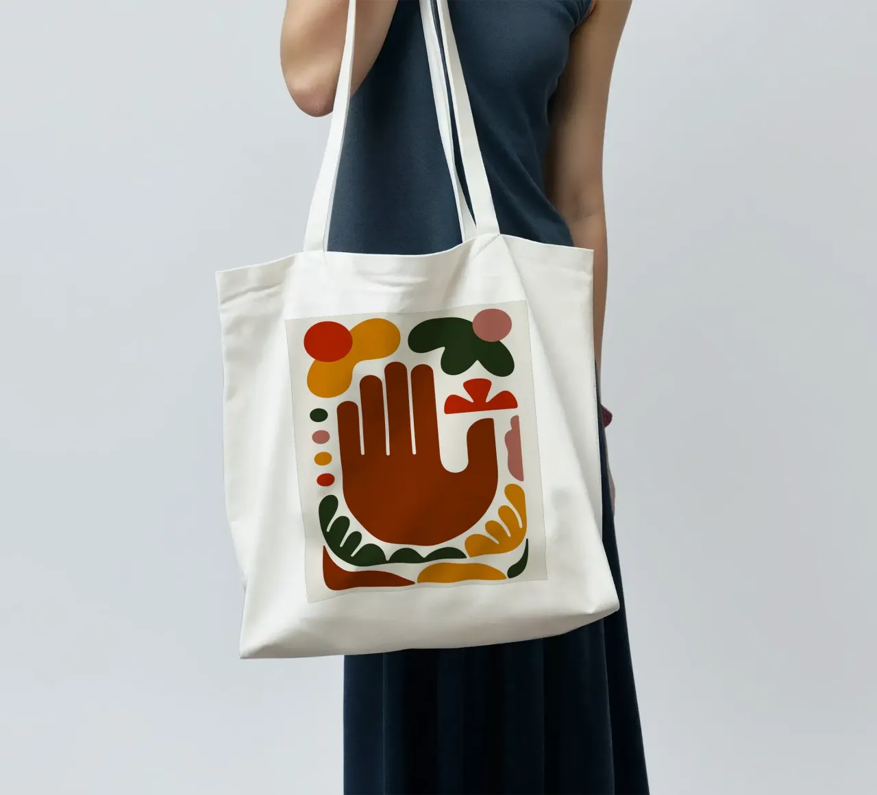 Mano astratta con forme geometriche borsa in juta da Damion Francis