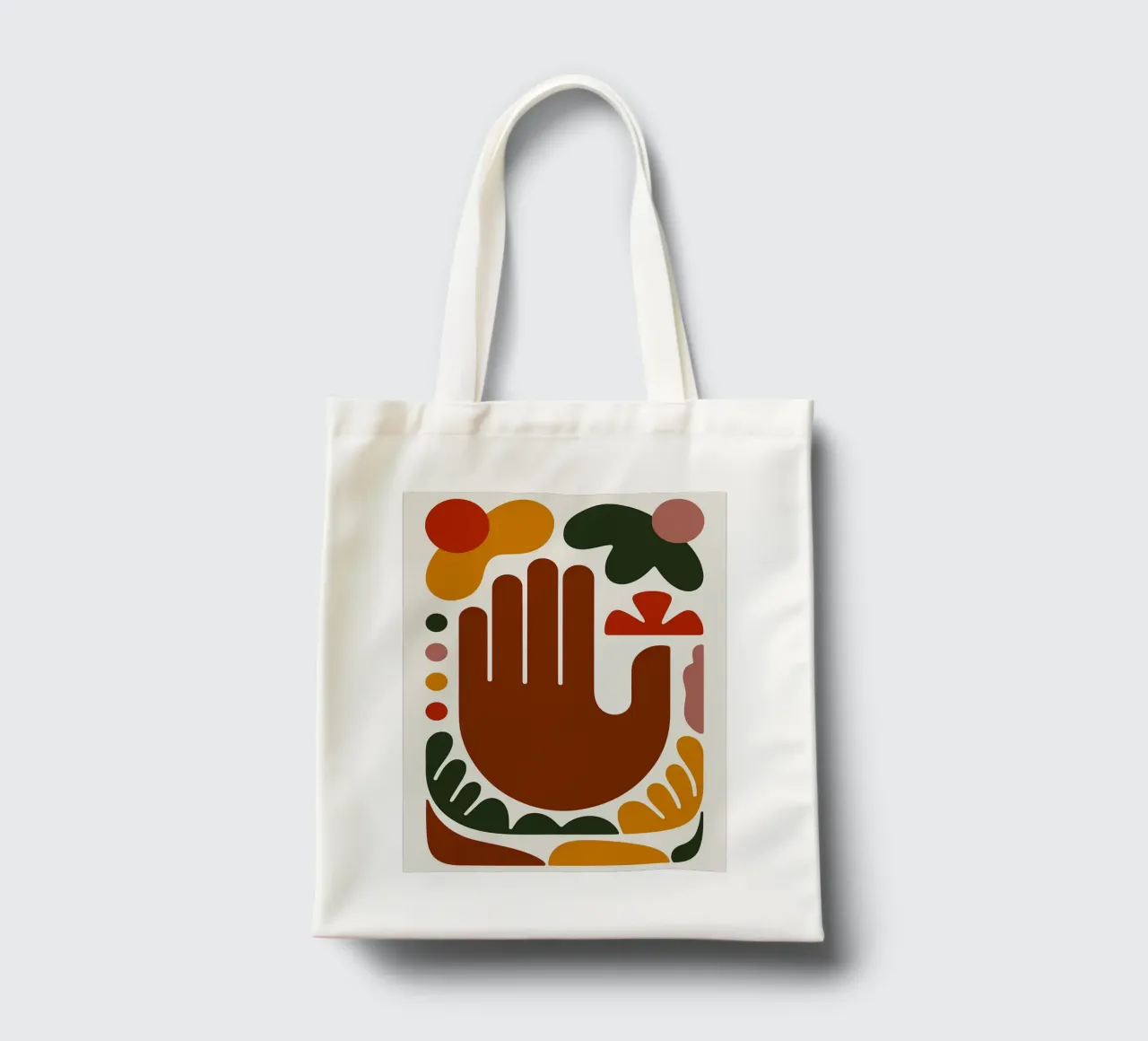 Mano astratta con forme geometriche borsa in juta da Damion Francis