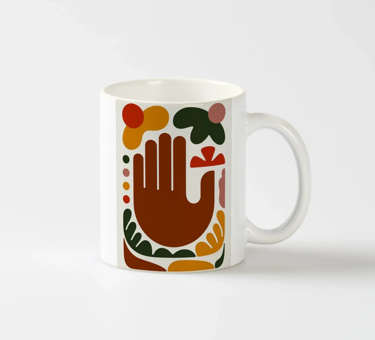 Mano abstracta con formas geométricas taza de cerámica de Damion Francis