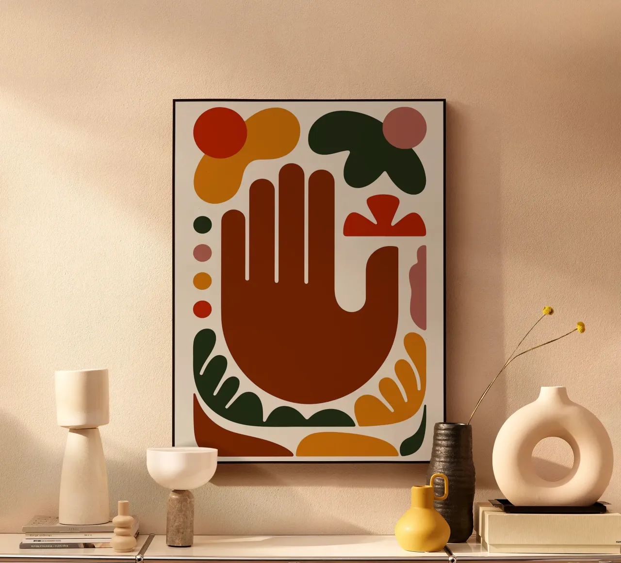 Abstract Hand with Geometric Shapes acrylic glass by Damion Francis