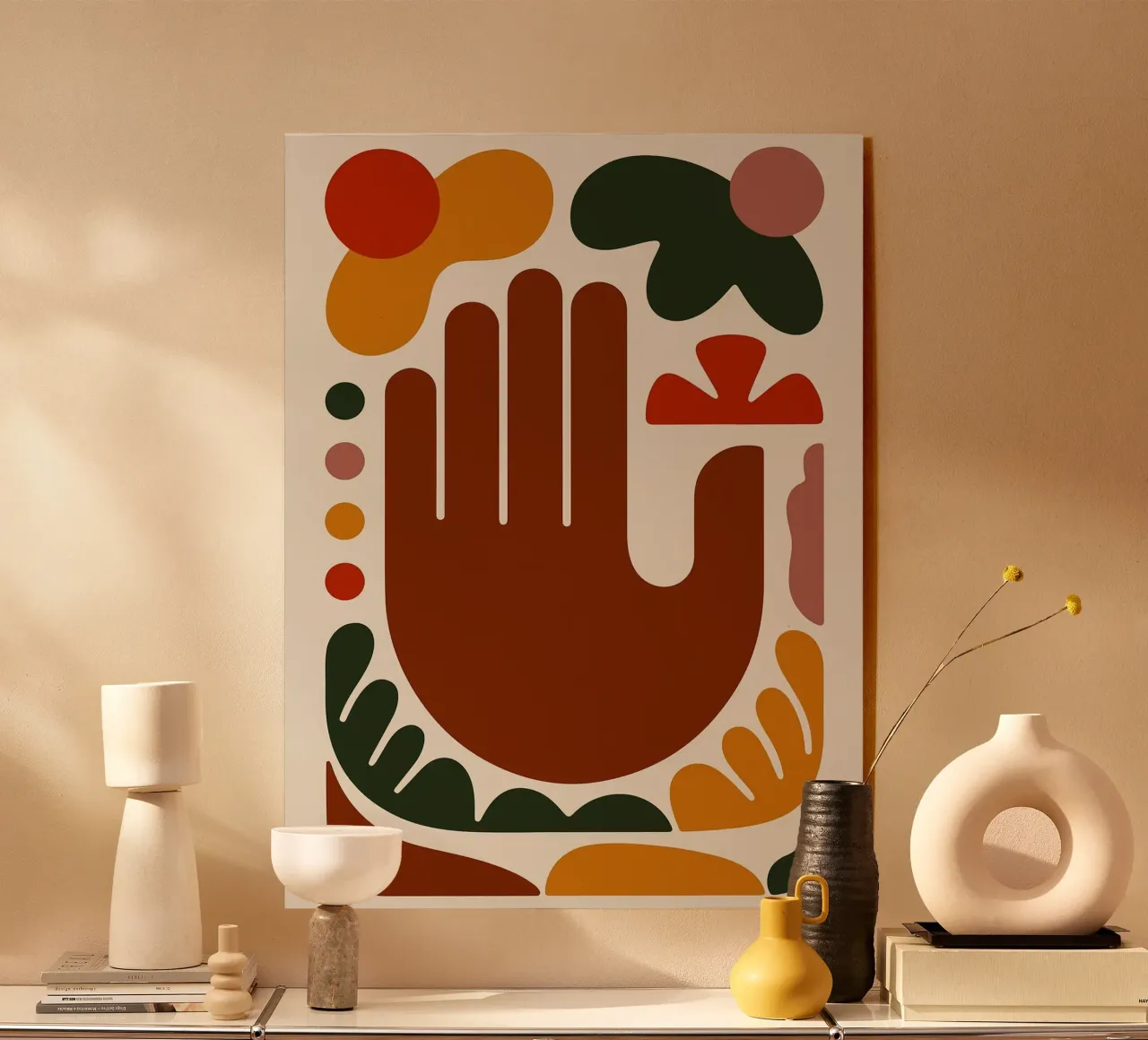 Abstract Hand with Geometric Shapes acrylic glass by Damion Francis
