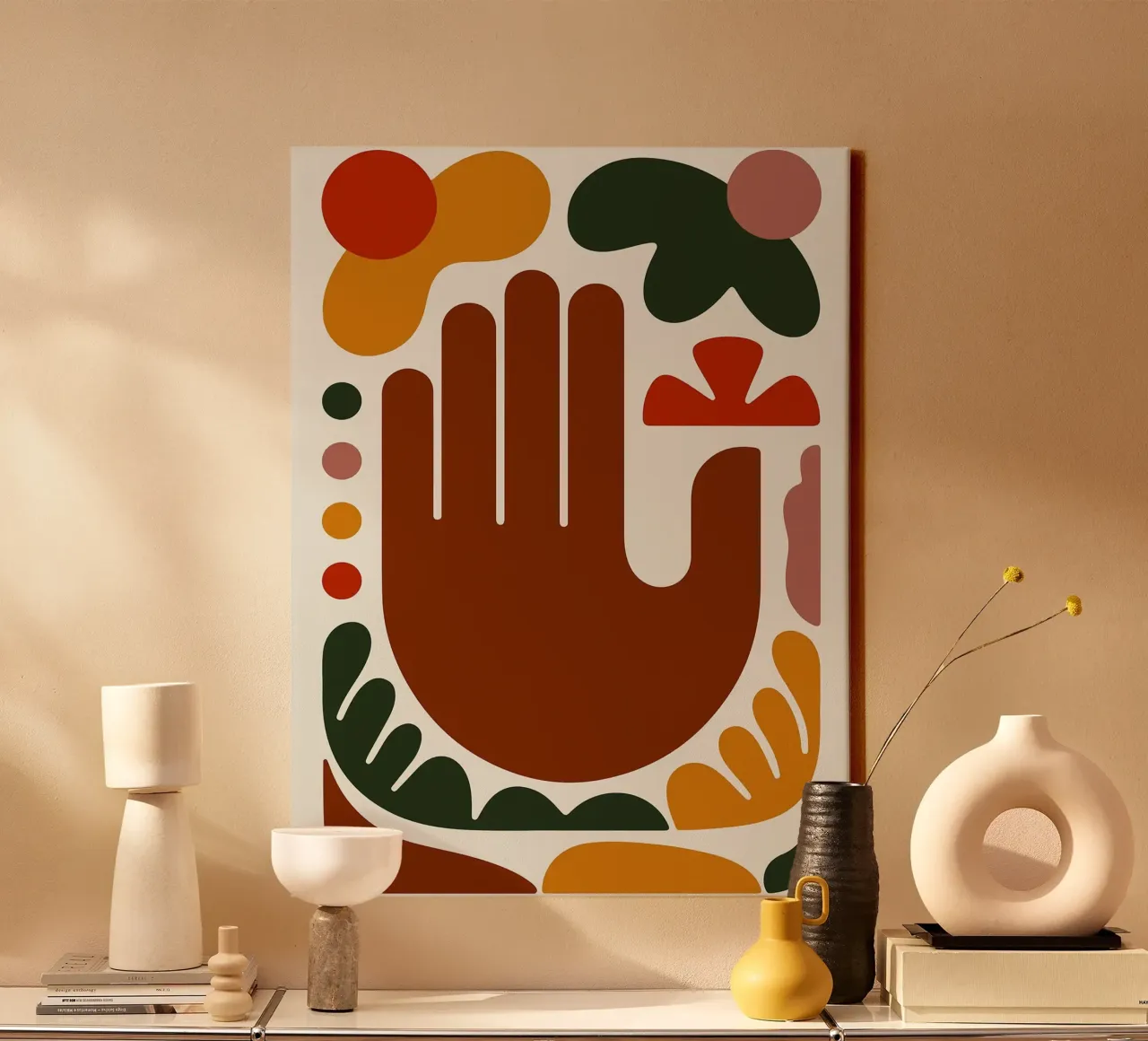 Abstract Hand with Geometric Shapes canvas by Damion Francis