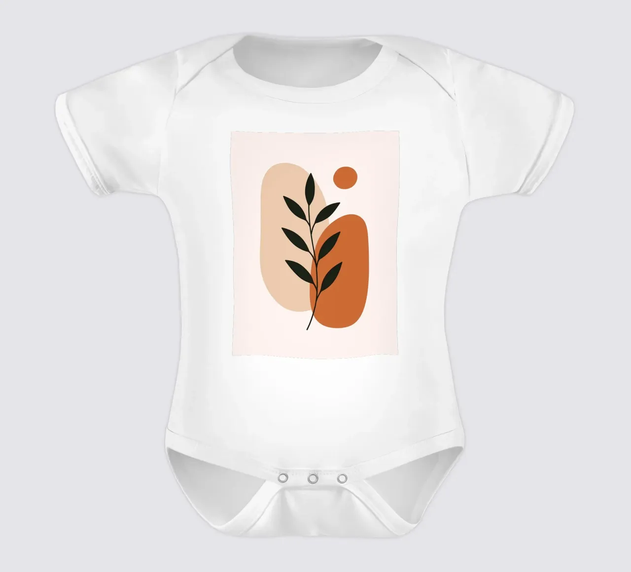 Minimalist Botanical Art with Abstract Shapes short-sleeve baby romper by Damion Francis