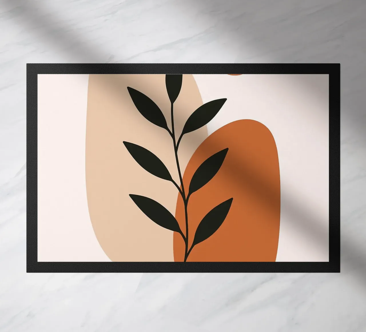 Minimalist Botanical Art with Abstract Shapes doormat by Damion Francis