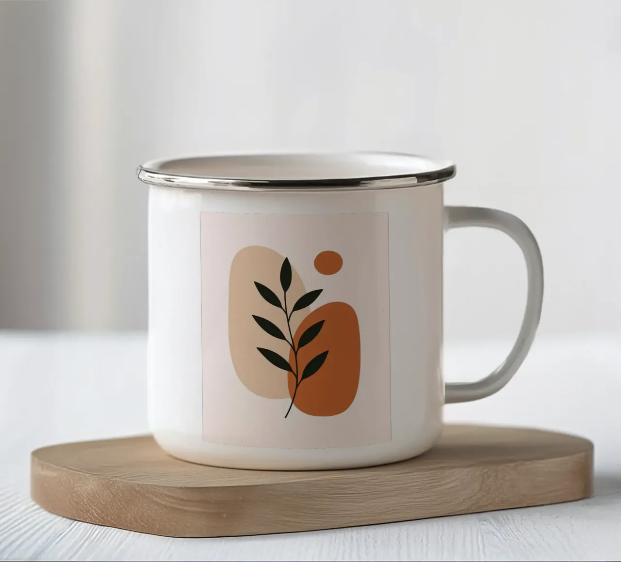 Arte botanica minimalista con forme astratte tazza in smalto da Damion Francis