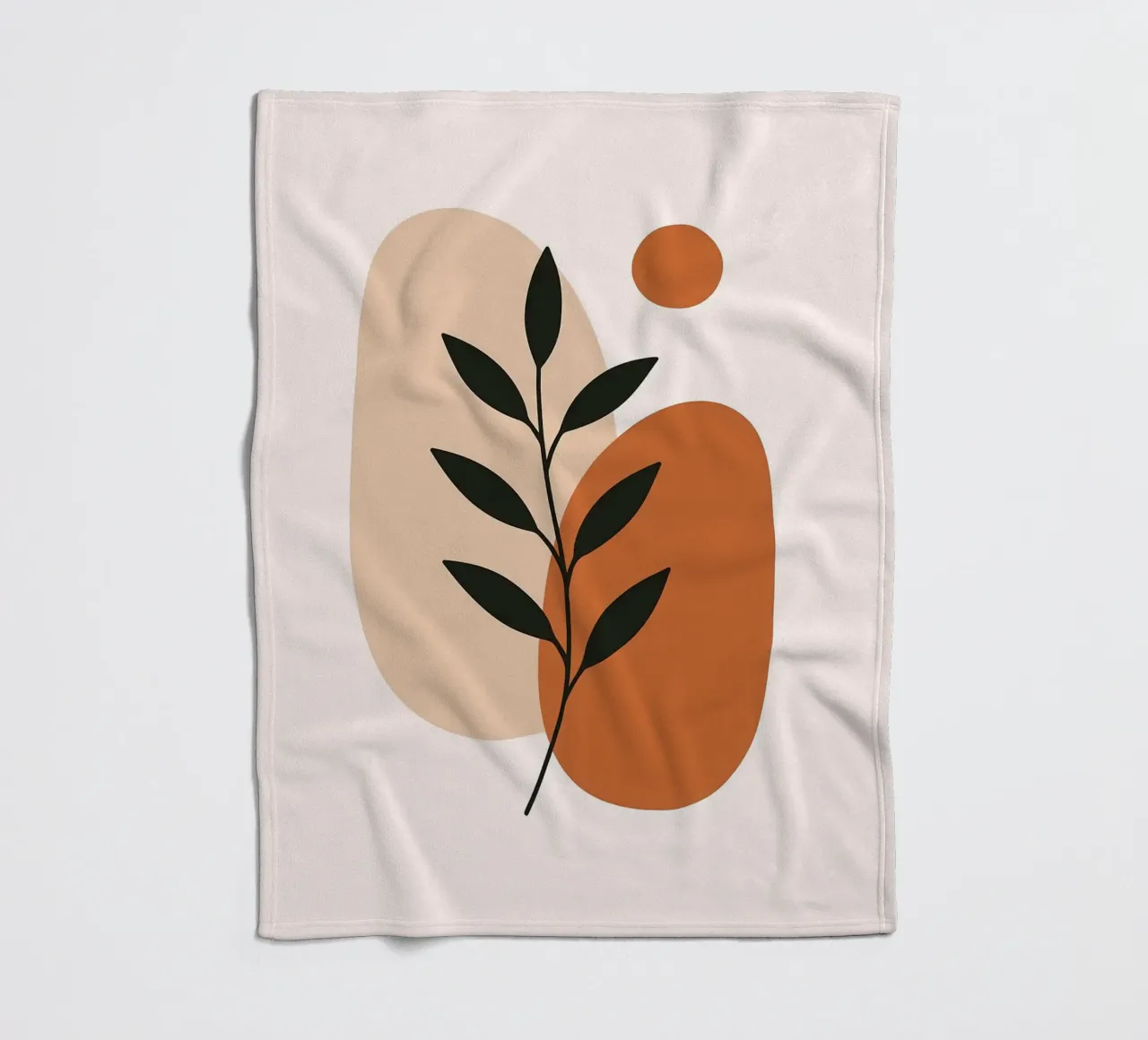 Minimalist Botanical Art with Abstract Shapes fleece blanket by Damion Francis