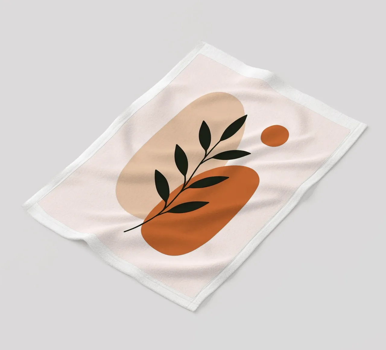 Minimalist Botanical Art with Abstract Shapes fleece blanket by Damion Francis