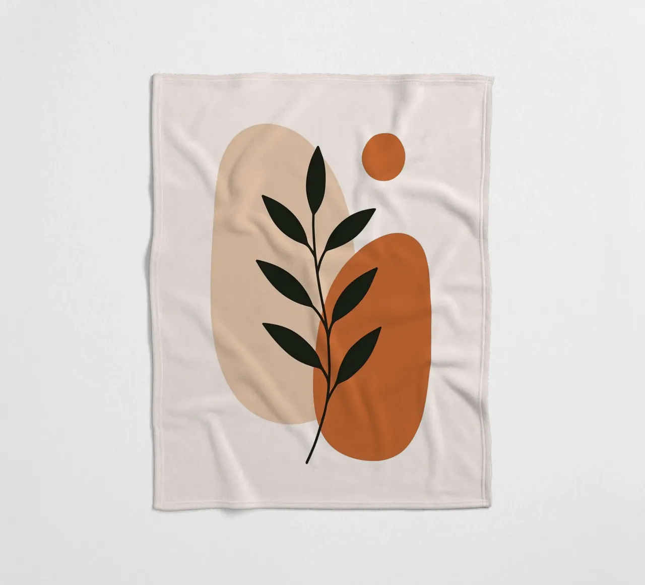 Minimalist Botanical Art with Abstract Shapes fleece blanket by Damion Francis