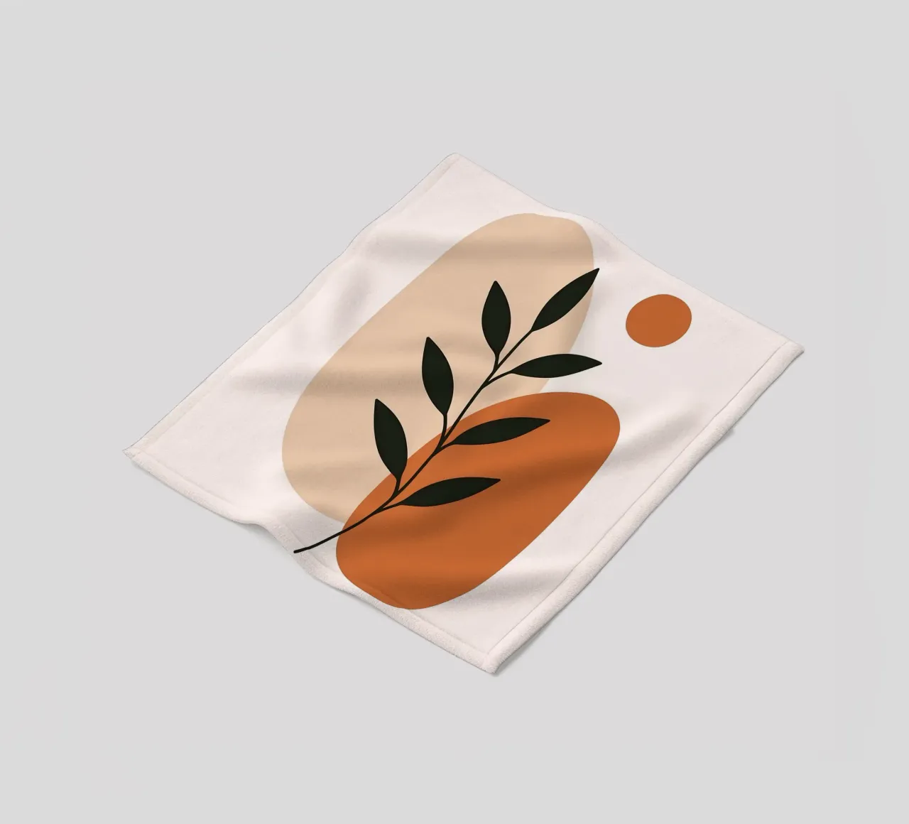 Minimalist Botanical Art with Abstract Shapes fleece blanket by Damion Francis