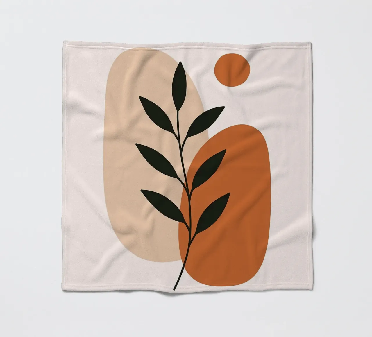 Minimalist Botanical Art with Abstract Shapes fleece blanket by Damion Francis