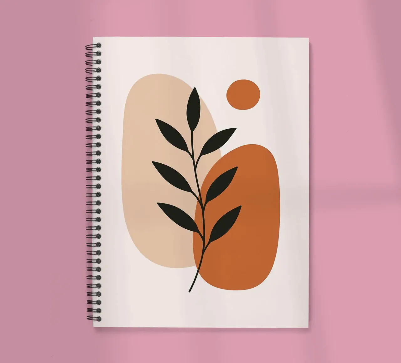 Minimalist Botanical Art with Abstract Shapes spiral notebook by Damion Francis