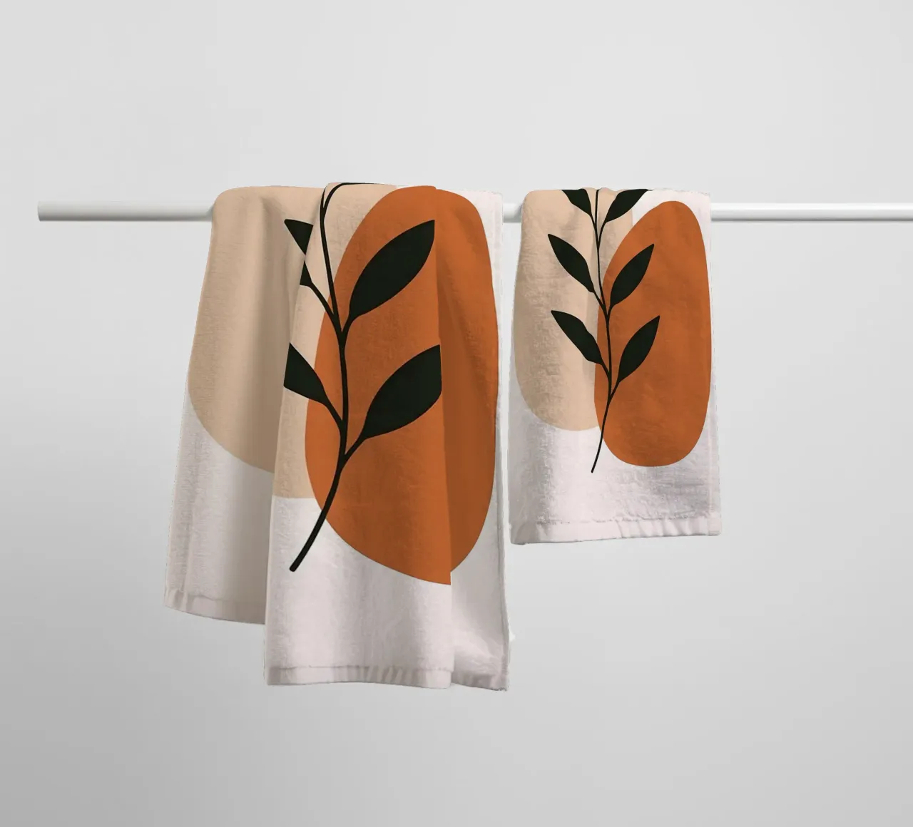 Minimalist Botanical Art with Abstract Shapes towel by Damion Francis